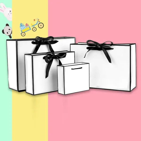 Multi-size Handhold Shopping Bag White&Black Gift Bag Large Capacity Luxury High-quality Packaging Bag 4