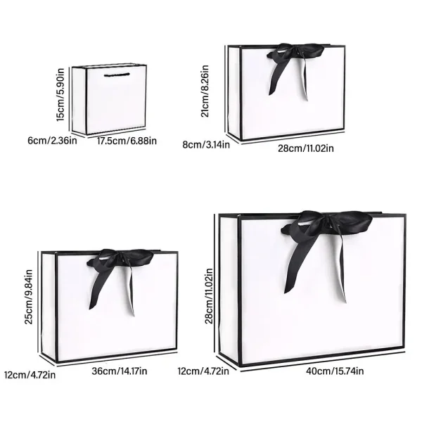 Multi-size Handhold Shopping Bag White&Black Gift Bag Large Capacity Luxury High-quality Packaging Bag 6