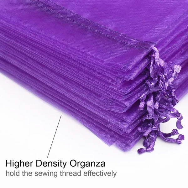 20/50/100pcs Jewelry Bags Drawstring Organza Bags 3.9x4.7 Wedding Favor Bags for Candy Jewelry Makeup Pouches(Dark Purple) 5