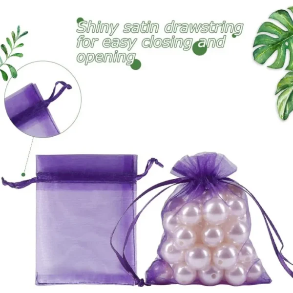 20/50/100pcs Jewelry Bags Drawstring Organza Bags 3.9x4.7 Wedding Favor Bags for Candy Jewelry Makeup Pouches(Dark Purple) 6