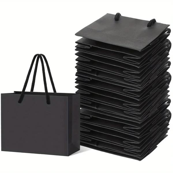 Black Paper Gift Bags with Handles Crafters Party Planners Gift Givers Perfect for Wedding Birthday Party Craft Gifting 10pcs 1