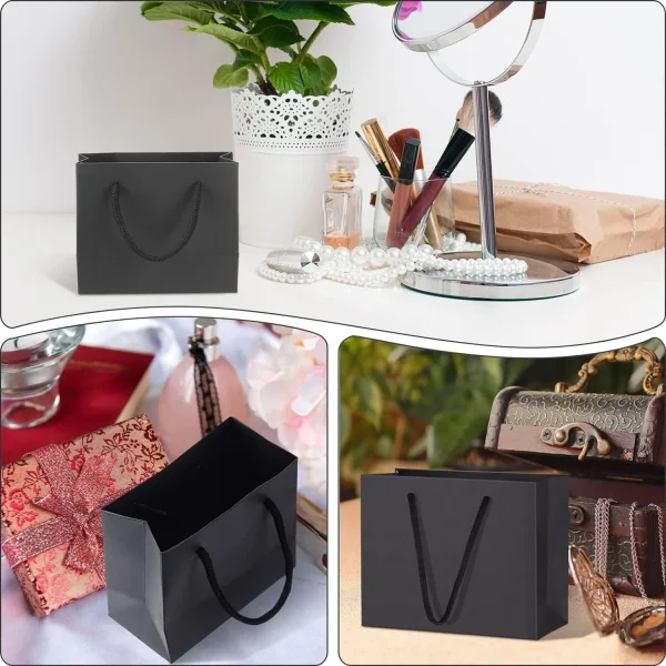 Black Paper Gift Bags with Handles Crafters Party Planners Gift Givers Perfect for Wedding Birthday Party Craft Gifting 10pcs 4