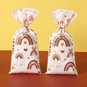 25Pcs Bohemian Rainbow Loot Bags Plastic Goodie Bags Boho Candy Gift Bag Birthday Wedding Baby Shower Party Decoration 1