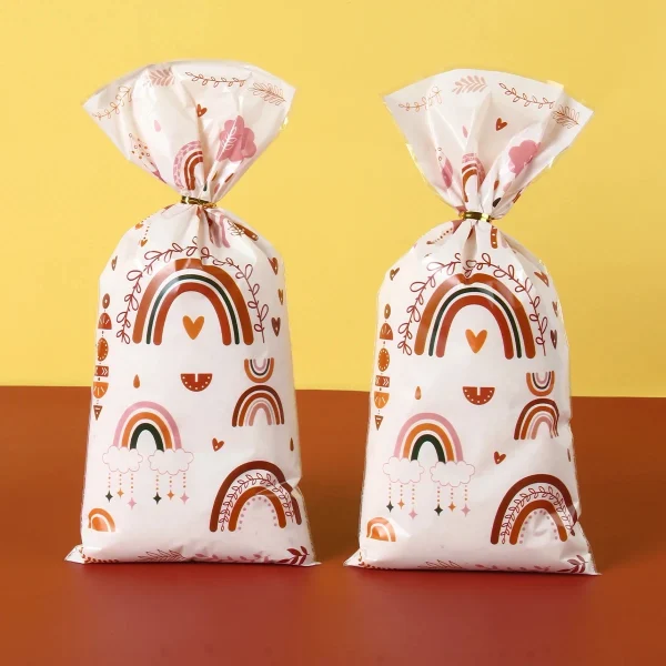 25Pcs Bohemian Rainbow Loot Bags Plastic Goodie Bags Boho Candy Gift Bag Birthday Wedding Baby Shower Party Decoration 1