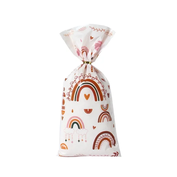 25Pcs Bohemian Rainbow Loot Bags Plastic Goodie Bags Boho Candy Gift Bag Birthday Wedding Baby Shower Party Decoration 3