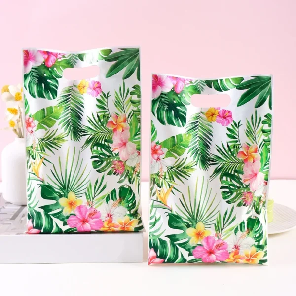 10/20/50pcs Summer Hawaiian Floral Gift Bags Hawaii Luau Tropical Beach Party Favor Bags with Handle for Birthday Party Supplies 1
