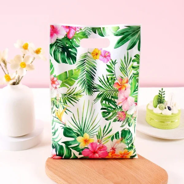 10/20/50pcs Summer Hawaiian Floral Gift Bags Hawaii Luau Tropical Beach Party Favor Bags with Handle for Birthday Party Supplies 3