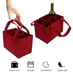 Lightweight Foldable For Travel Wine Bottle Bag With Carry Handle Picnic Tear Resistant Waterproof 6 Compartments BBQ Party 1