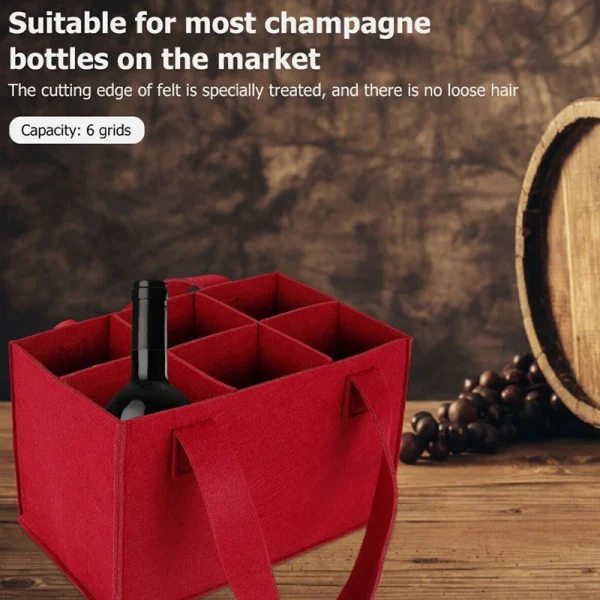 Lightweight Foldable For Travel Wine Bottle Bag With Carry Handle Picnic Tear Resistant Waterproof 6 Compartments BBQ Party 2