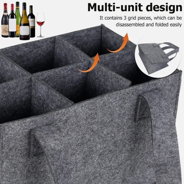 Lightweight Foldable For Travel Wine Bottle Bag With Carry Handle Picnic Tear Resistant Waterproof 6 Compartments BBQ Party 4