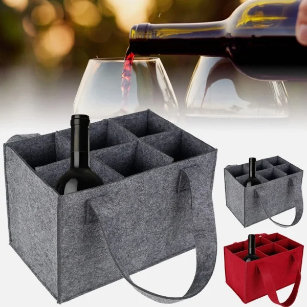 Lightweight Foldable For Travel Wine Bottle Bag With Carry Handle Picnic Tear Resistant Waterproof 6 Compartments BBQ Party 5