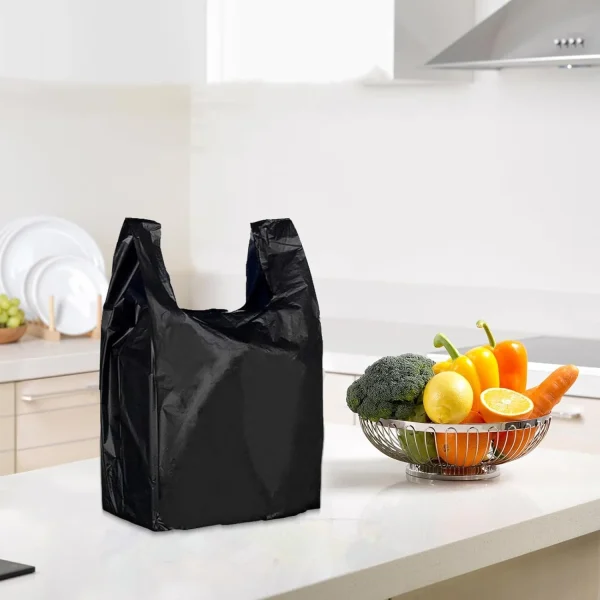 100Pcs Black Vest Bags Thicken Disposable Garbage Bags Kitchen Storage Trash Can Liner Bags Protect Privacy Plastic Waste Bags 2