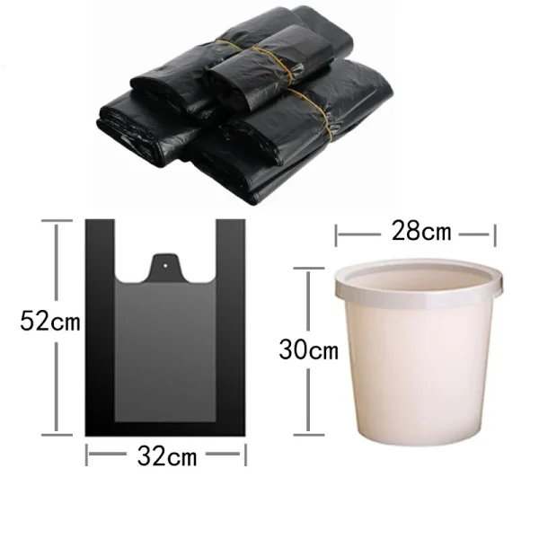 100Pcs Black Vest Bags Thicken Disposable Garbage Bags Kitchen Storage Trash Can Liner Bags Protect Privacy Plastic Waste Bags 3