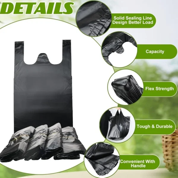 100Pcs Black Vest Bags Thicken Disposable Garbage Bags Kitchen Storage Trash Can Liner Bags Protect Privacy Plastic Waste Bags 4