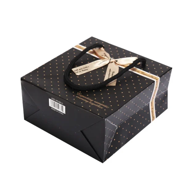 Black Portable Gift Bag with Handles For Books Paper Gift Bow Packing Box Birthday Party Wedding New Year Present Box 4