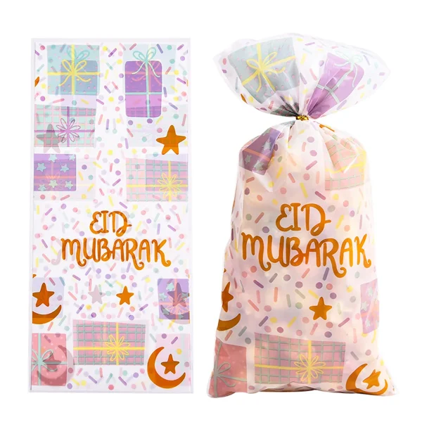 50pcs Multicolor Eid Mubarak and Eid Al Adha Goodie Gift Bags Plastic OPP Bag Ramadan Kareem Decoration Party Favor Eid Al-fitr 5