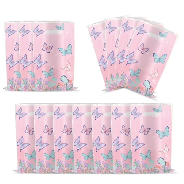 10Pcs Butterfly Party Goodie Bags Pink Butterfly Candy Gift Bags For Butterfly Wedding Birthday Party Decor Outdoor Party Favor 2
