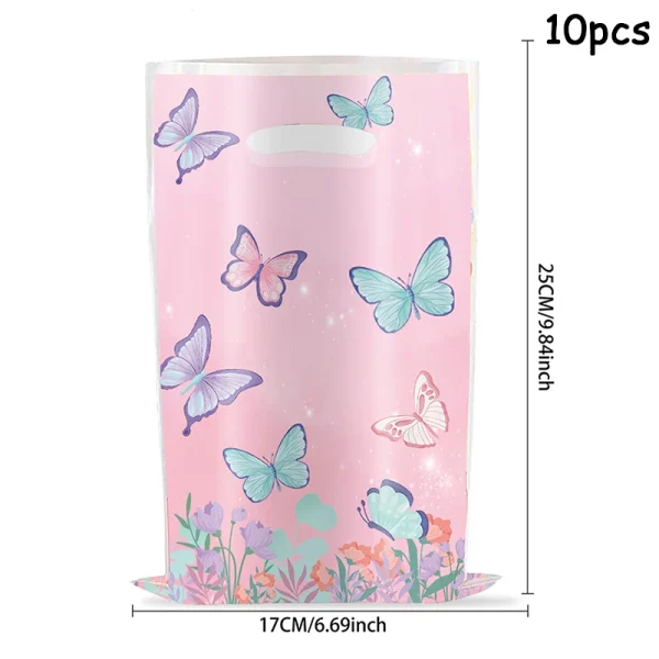 10Pcs Butterfly Party Goodie Bags Pink Butterfly Candy Gift Bags For Butterfly Wedding Birthday Party Decor Outdoor Party Favor 4