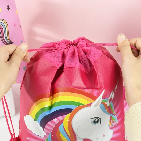 1PCS Unicorn Backpack Non-Woven Drawstring Bag Children Kids Favors School Bag Birthday Party Gifts Unicorn Storage Rucksack 2