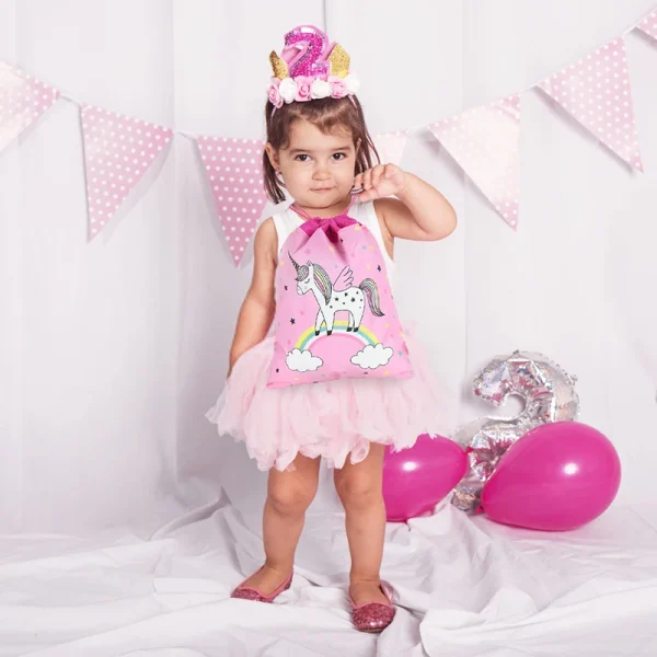 1PCS Unicorn Backpack Non-Woven Drawstring Bag Children Kids Favors School Bag Birthday Party Gifts Unicorn Storage Rucksack 3