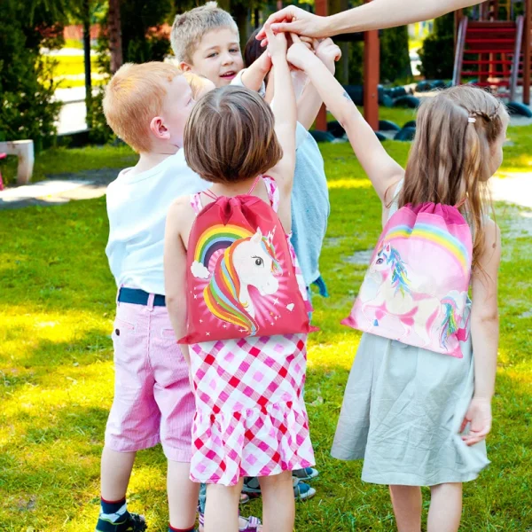1PCS Unicorn Backpack Non-Woven Drawstring Bag Children Kids Favors School Bag Birthday Party Gifts Unicorn Storage Rucksack 4
