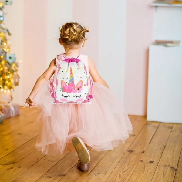 1PCS Unicorn Backpack Non-Woven Drawstring Bag Children Kids Favors School Bag Birthday Party Gifts Unicorn Storage Rucksack 5