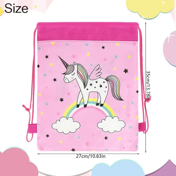 1PCS Unicorn Backpack Non-Woven Drawstring Bag Children Kids Favors School Bag Birthday Party Gifts Unicorn Storage Rucksack 6