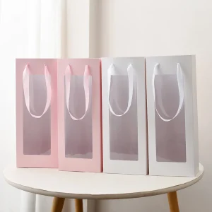 10 Packs Elegant Floral Tote Bag for bouquets-Ideal for Valentine's Day, Christmas and Special Occasions-Durable Paper Gift Wrap 1