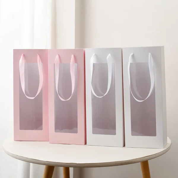 10 Packs Elegant Floral Tote Bag for bouquets-Ideal for Valentine's Day, Christmas and Special Occasions-Durable Paper Gift Wrap 1