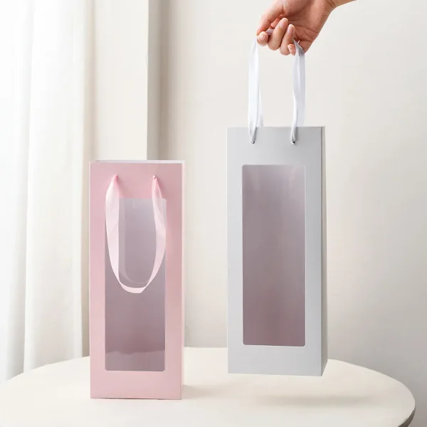 10 Packs Elegant Floral Tote Bag for bouquets-Ideal for Valentine's Day, Christmas and Special Occasions-Durable Paper Gift Wrap 2
