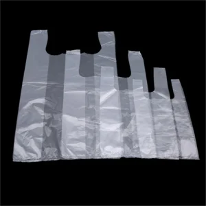Plastic Shopping Bag 100Pcs Transparent Shopping Bag Supermarket Plastic Bags With Handle Food Packaging 1