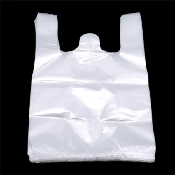 Plastic Shopping Bag 100Pcs Transparent Shopping Bag Supermarket Plastic Bags With Handle Food Packaging 2