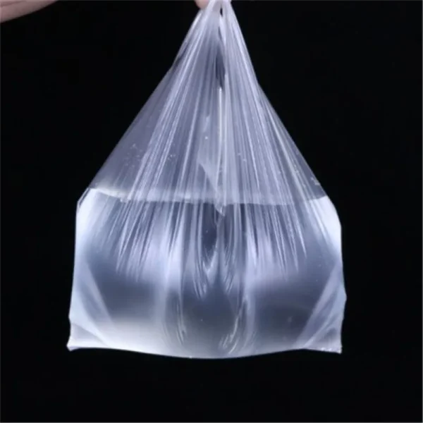 Plastic Shopping Bag 100Pcs Transparent Shopping Bag Supermarket Plastic Bags With Handle Food Packaging 3