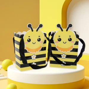 20PCS Honey Bee Small Gift Bags with Handles Bee Bags for Party Favor Bee Paper Bags for Bee Party Decorations 1