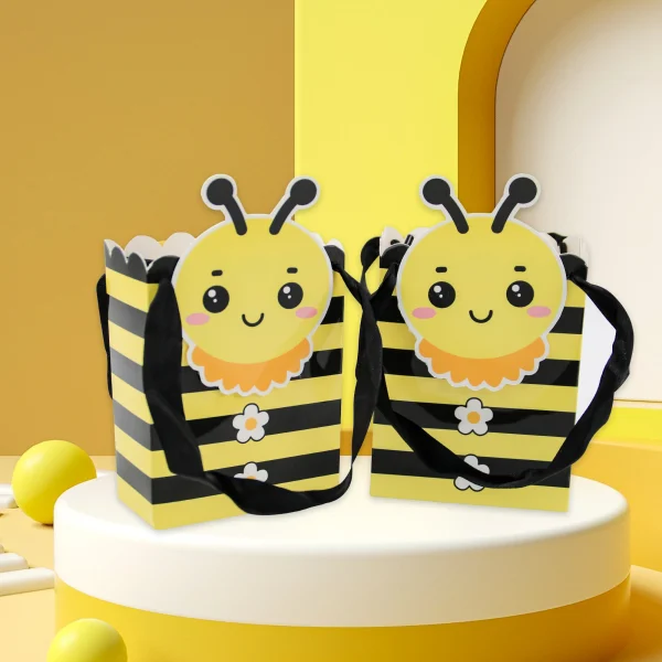 20PCS Honey Bee Small Gift Bags with Handles Bee Bags for Party Favor Bee Paper Bags for Bee Party Decorations 1
