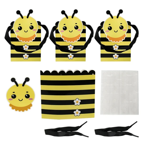 20PCS Honey Bee Small Gift Bags with Handles Bee Bags for Party Favor Bee Paper Bags for Bee Party Decorations 6
