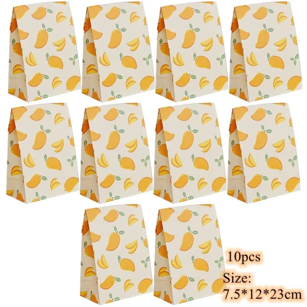10PCS Summer Fruits Candy Gift Bags Pineapple Strawberry Packaging Gifts Bag for Kids Summer Birthday Party Gifts Candy Supply 6