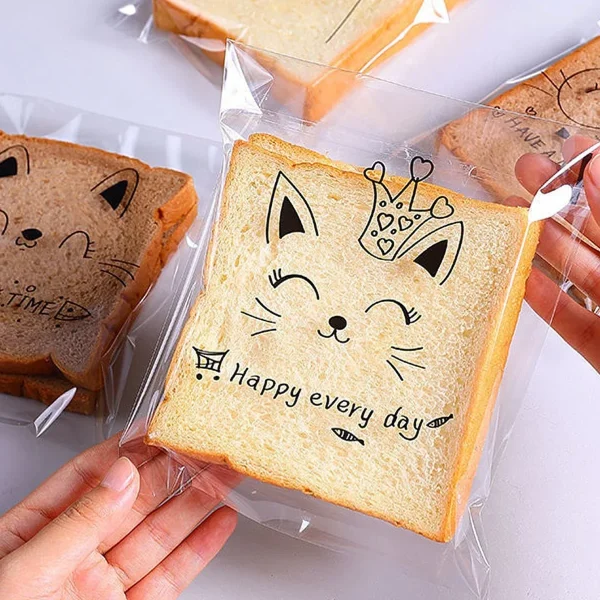 100/200pcs Clear Self-sealing Bags For Bakery Breads, Doughnuts, Croissants, Disposable Packaging For Kitchen Utensils 3