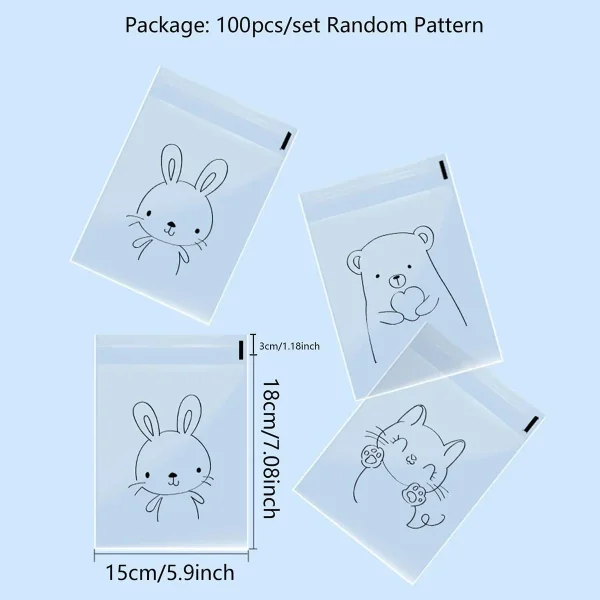 100/200pcs Clear Self-sealing Bags For Bakery Breads, Doughnuts, Croissants, Disposable Packaging For Kitchen Utensils 5