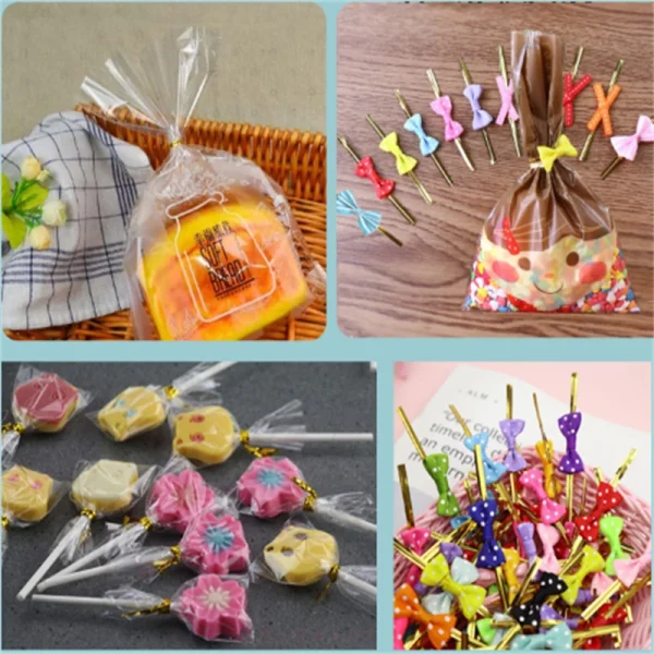 6/8/10cm 800pcs Metallic Twist Ties Wire Sealing Wire For Plastic Lollipop Candy Bag Pack Sealing Steel Baking Wrapping Ligation 6