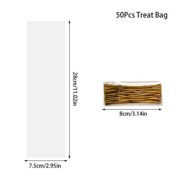 50pcs Plastic Rectangular Transparent Lollipop Candy Bags Cellophane Package Candy Bar Wedding Birthday Party Decoration Gifts 6