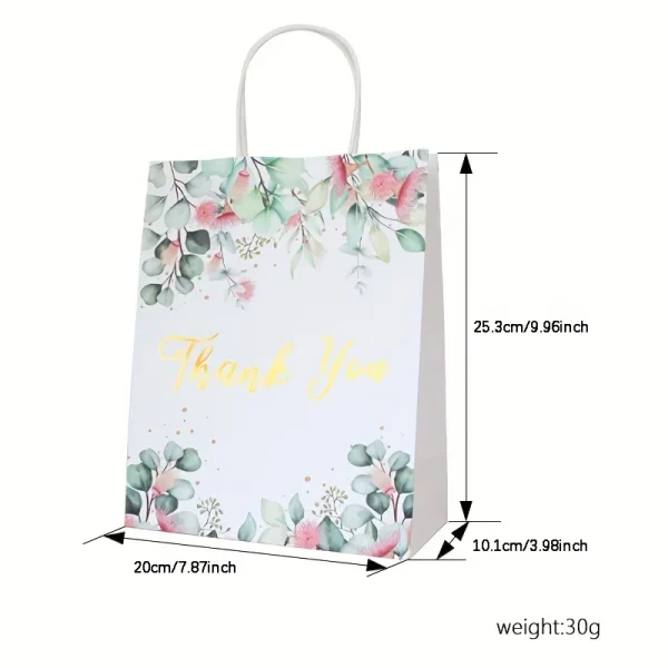 12PCS Thank You Gift Paper Bags With Handles Floral Design Thank You Bags For Business, Boutique, Gifts, Wedding Favors 4