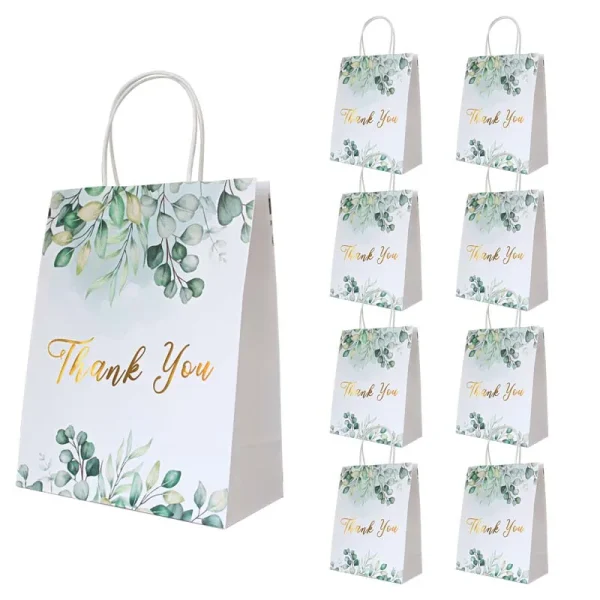 12PCS Thank You Gift Paper Bags With Handles Floral Design Thank You Bags For Business, Boutique, Gifts, Wedding Favors 6