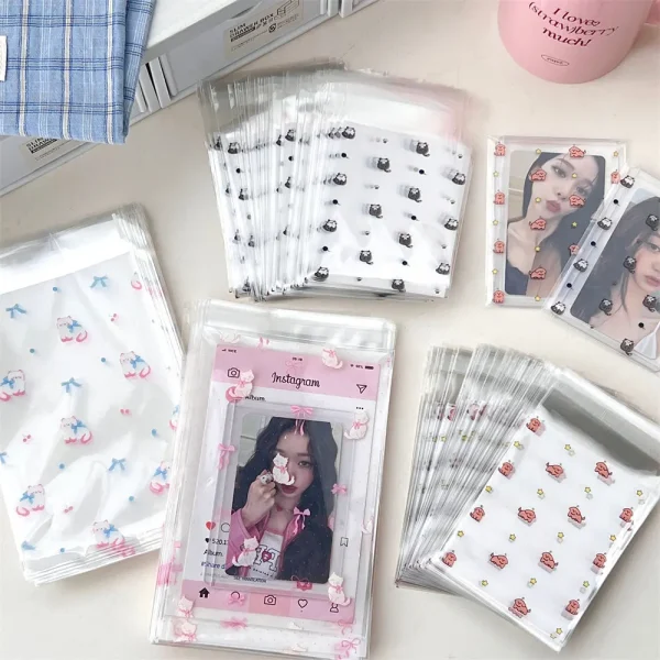 50/100 Pcs Cute Pet Self Adhesive Bag Small Card Packaging Bag Jewelry Bracelet Small Item Packaging Bag Packaging Bag Gift Bag 2