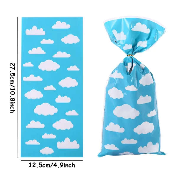 50pcs/lot Cute Cloud Summer Theme Party Plastic Bags Candy Box Biscuit Gift Bags Baby Shower Birthday Favor Decoration Supplies 2