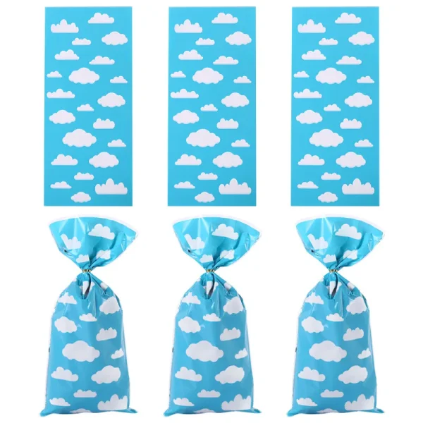 50pcs/lot Cute Cloud Summer Theme Party Plastic Bags Candy Box Biscuit Gift Bags Baby Shower Birthday Favor Decoration Supplies 6