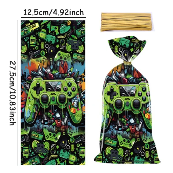 50pcs Gamepad Theme Candy Bags Happy Birthday Party Candy Gift Bags Portable Packing Bag Game On Party Decoration Baby Shower 2