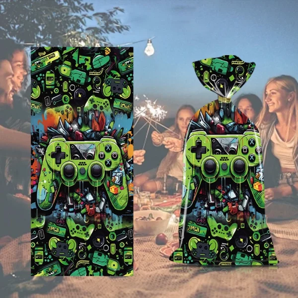 50pcs Gamepad Theme Candy Bags Happy Birthday Party Candy Gift Bags Portable Packing Bag Game On Party Decoration Baby Shower 3