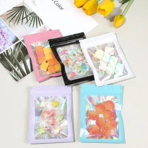 1/5/10Pc Laser Zip Lock Plastic Bag Hologram Resealable Jewelry Gifts Food Packaging Pouches WaterProof Flat Zipper Storage Bags 1