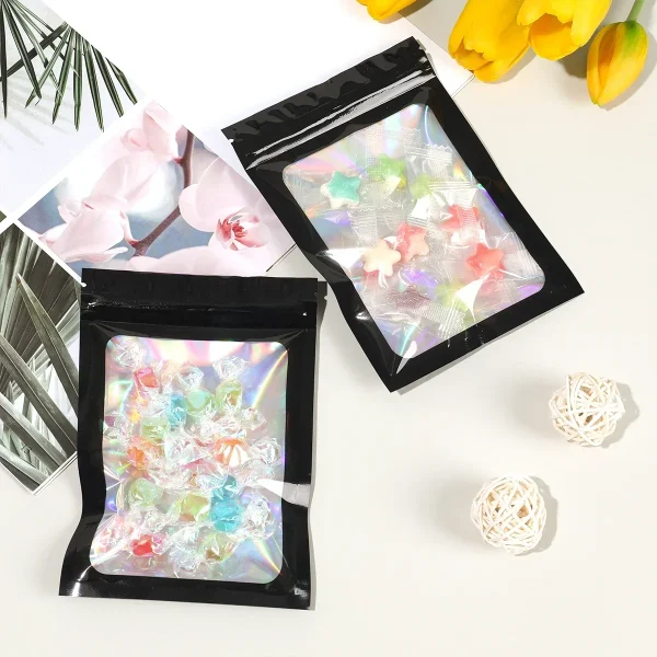 1/5/10Pc Laser Zip Lock Plastic Bag Hologram Resealable Jewelry Gifts Food Packaging Pouches WaterProof Flat Zipper Storage Bags 4